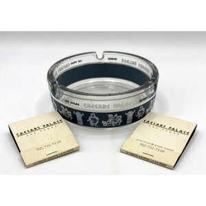 Vintage 1970s Caesars Palace Las Vegas Ashtray & Matchbooks Set Glass Casino